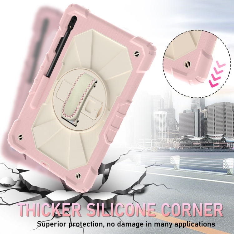 For Samsung Galaxy Tab S8+ 12.4 inch SM-X800 / SM-X806 Contrast Color Robot Shockproof Silicone + PC Tablet Case(Rose Gold+Beige) - Other Galaxy Tab PC by buy2fix | Online Shopping UK | buy2fix