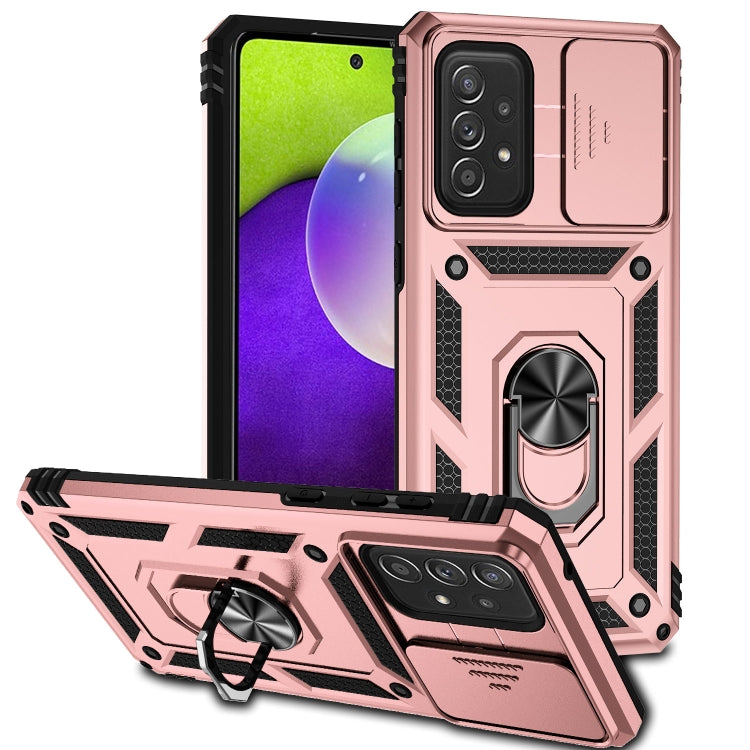 For Samsung Galaxy A73 5G Sliding Camshield Holder Phone Case(Rose Gold) - Samsung Accessories by buy2fix | Online Shopping UK | buy2fix
