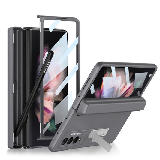 For Samsung Galaxy Z Fold3 5G GKK Integrated Magnetic Full Coverage Phone Flip Case with Pen Box(Grey) - Galaxy Phone Cases by GKK | Online Shopping UK | buy2fix