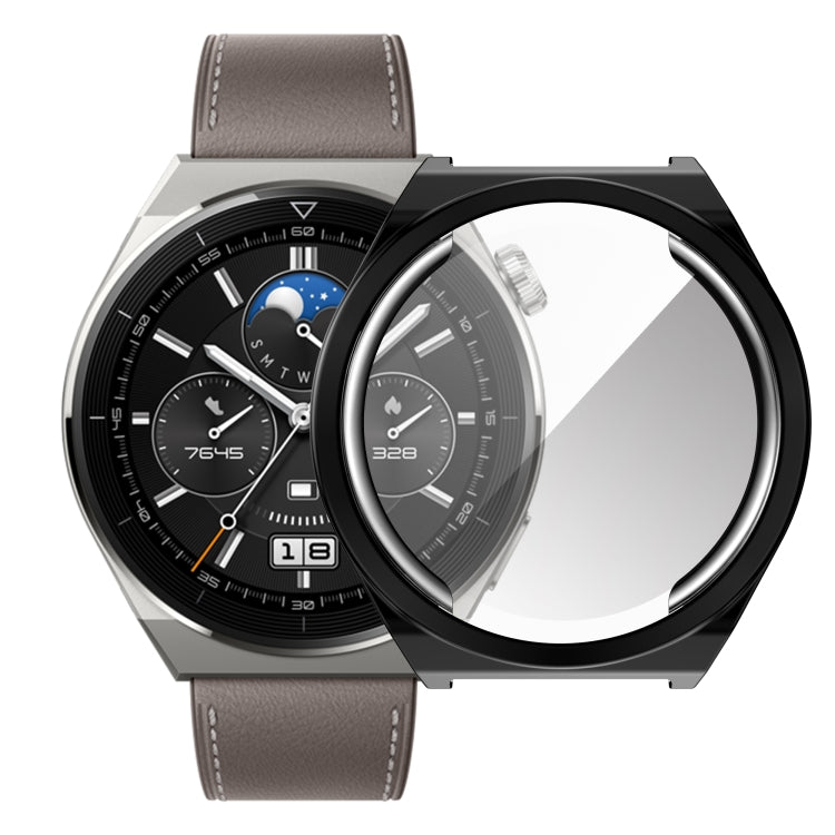 For Huawei Watch GT3 Pro 46mm Electroplating Full Coverage TPU Watch Case(Black) - Watch Cases by buy2fix | Online Shopping UK | buy2fix