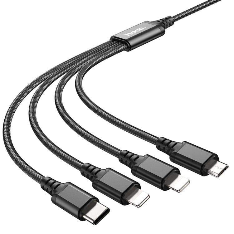 hoco X76 4 in 1 2A Dual 8 Pin + USB-C / Type-C + Micro USB Super Charging Cable,Length: 1m(Black) - Multifunction Cable by hoco | Online Shopping UK | buy2fix