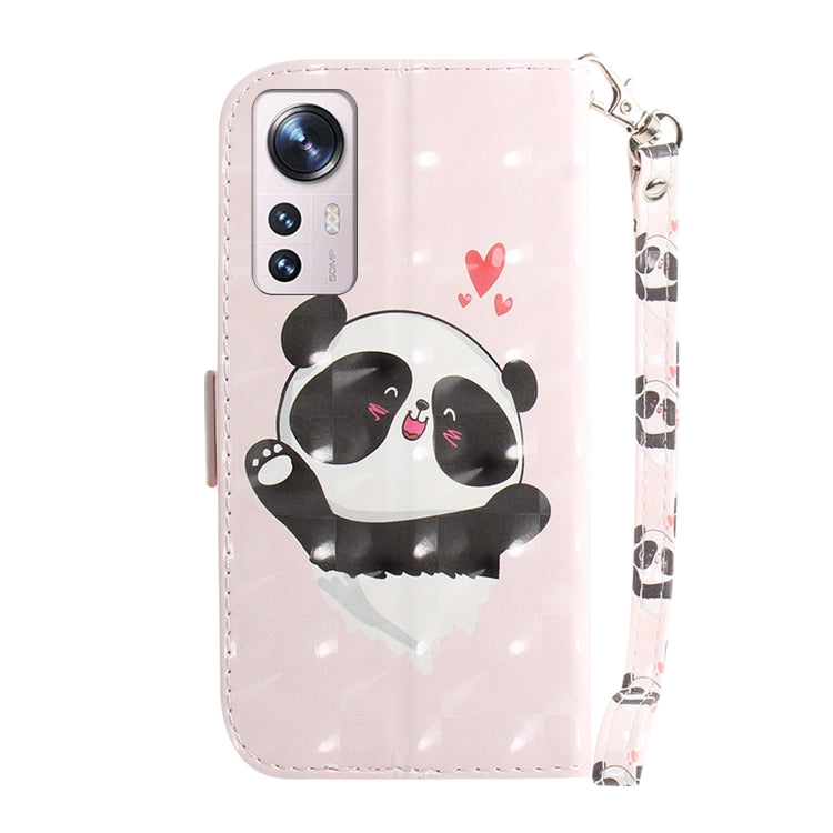 For Xiaomi 12 / 12X 3D Colored Horizontal Flip Leather Phone Case(Heart Panda) - 12 Cases by buy2fix | Online Shopping UK | buy2fix