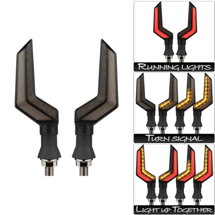 2 PCS KC048 Split Flashing Type Motorcycle Turn Signal Light Assembly with Daytime Running Light Function(Yellow + Red Light) - In Car by buy2fix | Online Shopping UK | buy2fix