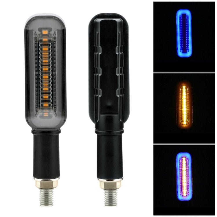 2 PCS PE-ZSR-237 Motorcycle Rectangular Two-color LED Running Water Flashing Turn Signal Light(Yellow + Blue Light) - In Car by buy2fix | Online Shopping UK | buy2fix