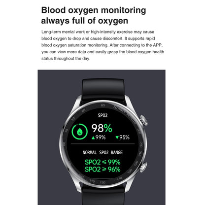 AK32 1.36 inch IPS Touch Screen Smart Watch, Support Bluetooth Calling/Blood Oxygen Monitoring,Style: Silicone Watch Band(Black) - Smart Wear by buy2fix | Online Shopping UK | buy2fix