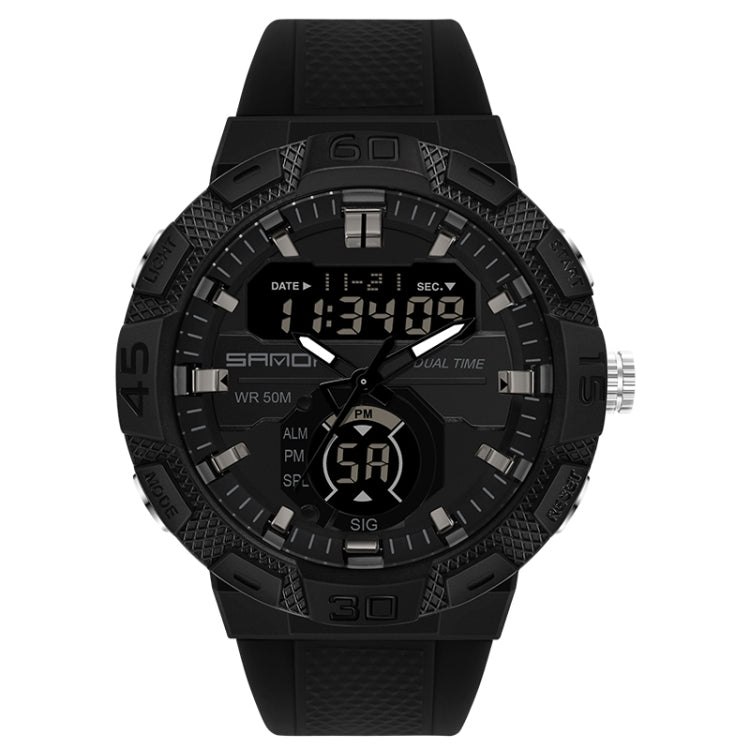 SANDA 3087 Luminous Waterproof Dual Display Electronic Watch(Black) - Silicone Strap Watches by SANDA | Online Shopping UK | buy2fix