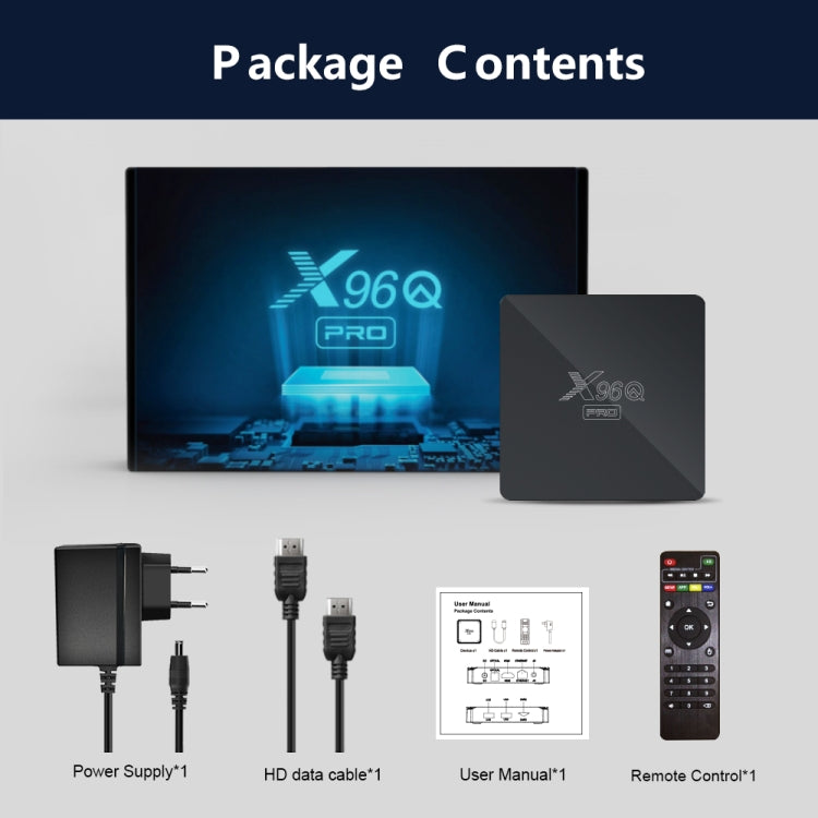 X96Q PRO 4K Smart TV BOX Android 10.0 Media Player, Allwinner H313 Quad Core ARM Cortex A53, RAM: 2GB, ROM: 16GB, Plug Type:EU Plug - Consumer Electronics by buy2fix | Online Shopping UK | buy2fix
