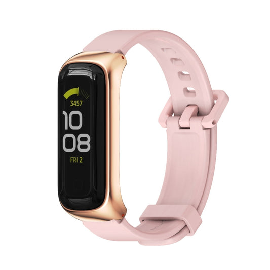 For Samsung Galaxy Fit 2 MIJOBS Metal Case Silicone Watch Band(Pink Rose Gold) - Watch Bands by MIJOBS | Online Shopping UK | buy2fix