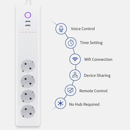 ZigBee 10A SM-SO306-E 4 Holes + 2 USB Multi-purpose Smart Power Strip, EU Plug - Consumer Electronics by buy2fix | Online Shopping UK | buy2fix