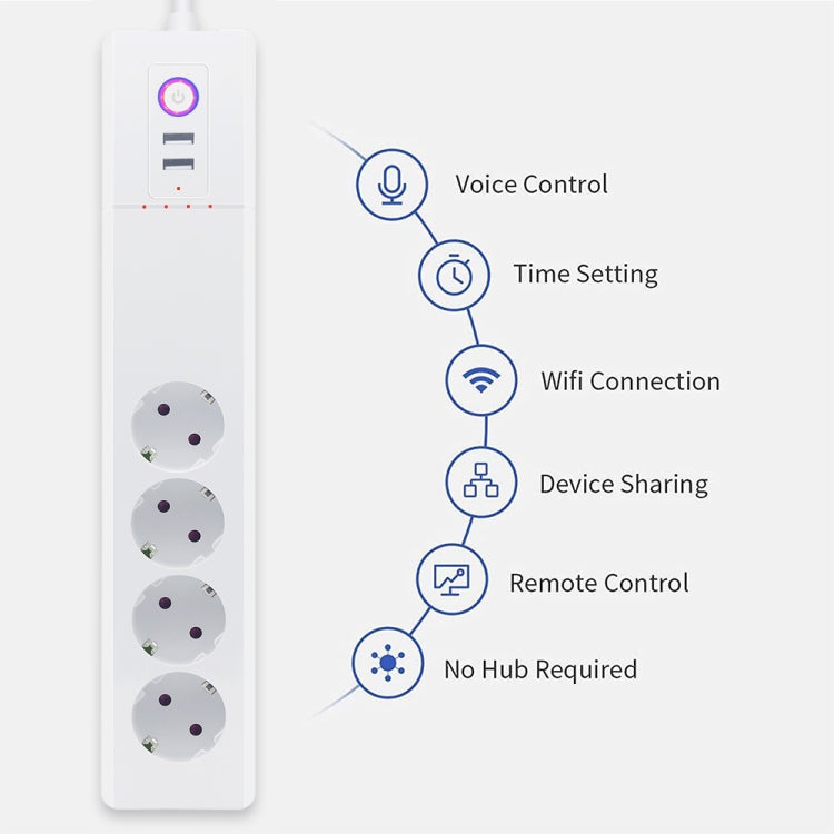 WiFi 16A SM-SO306-E 4 Holes + 2 USB Multi-purpose Smart Power Strip, EU Plug - Consumer Electronics by buy2fix | Online Shopping UK | buy2fix