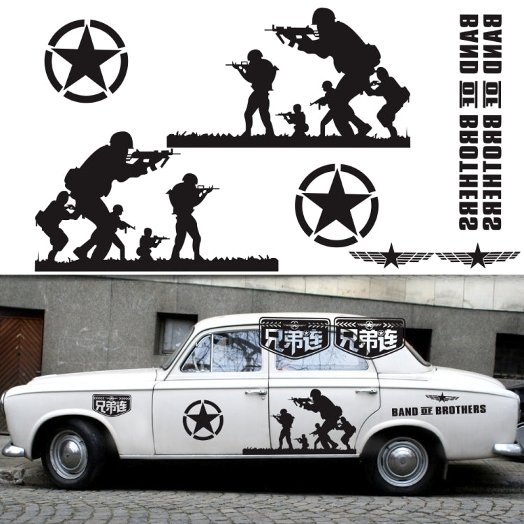 2 PCS/Set D-135 Band of Brothers Pattern Car Modified Decorative Sticker(Black) - In Car by buy2fix | Online Shopping UK | buy2fix