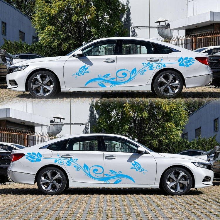 2 PCS/Set D-251 Butterfly Love Flowers Pattern Car Modified Decorative Sticker(Blue) - In Car by buy2fix | Online Shopping UK | buy2fix