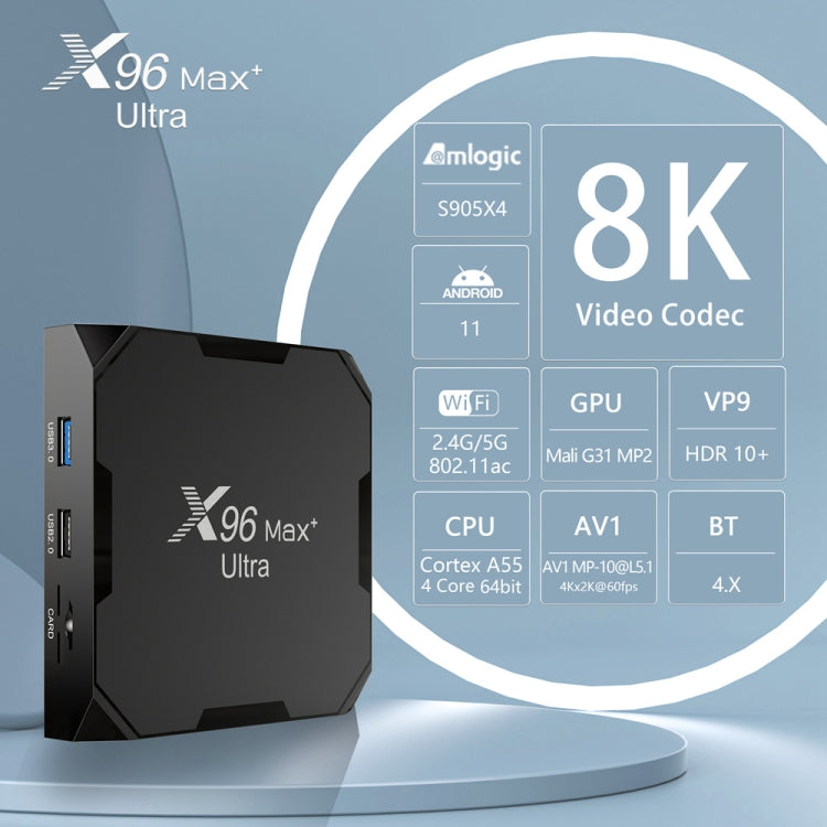 X96 Max+ Ultra 4GB+64GB Amlogic S905X4 8K Smart TV BOX Android 11.0 Media Player, Plug Type:AU Plug - Others by buy2fix | Online Shopping UK | buy2fix