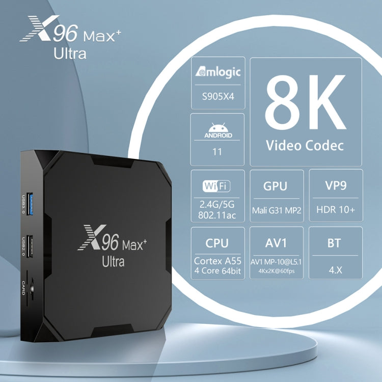 X96 Max+ Ultra 4GB+64GB Amlogic S905X4 8K Smart TV BOX Android 11.0 Media Player, Plug Type:US Plug - Consumer Electronics by buy2fix | Online Shopping UK | buy2fix