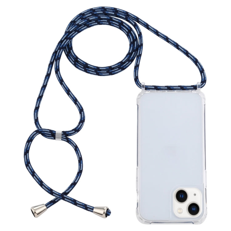 For iPhone 14 Transparent Acrylic Airbag Shockproof Phone Protective Case with Lanyard (Gradient Blue) - Apple Accessories by buy2fix | Online Shopping UK | buy2fix