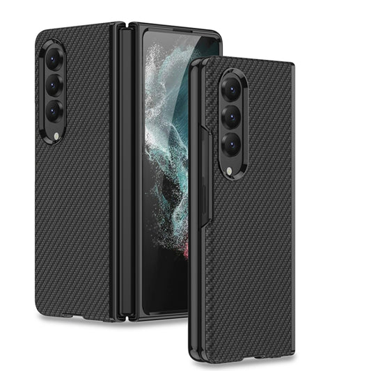For Samsung Galaxy Z Fold4 GKK Electroplating Leather Surface Phone Case(Carbon Fiber) - Galaxy Z Fold4 5G Cases by GKK | Online Shopping UK | buy2fix