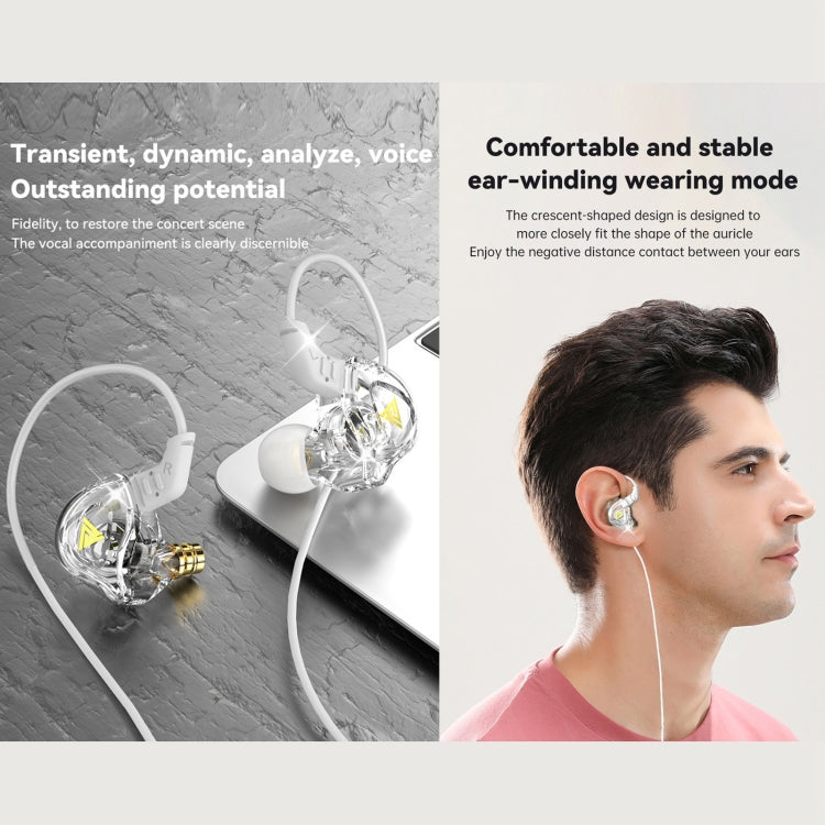 QKZ DMX Sports In-ear HIFI 3.5mm Wired Control Earphone with Mic(Transparent Black) - In Ear Wired Earphone by QKZ | Online Shopping UK | buy2fix