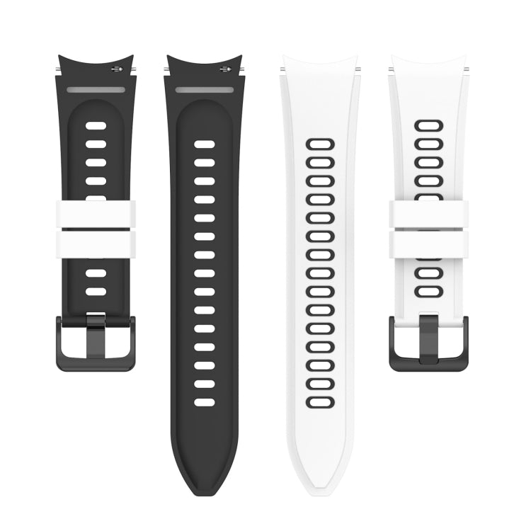 For Samsung Galaxy Watch5 Pro 45mm/5 44mm/5 40mm Two-color Silicone Strap Watch Band(White Black) - Smart Wear by buy2fix | Online Shopping UK | buy2fix