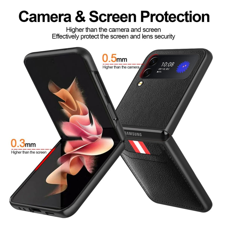 For Samsung Galaxy Z Flip4 5G GKK Litchi Texture Card Slot Phone Case(Black) - Galaxy Z Flip4 5G Cases by GKK | Online Shopping UK | buy2fix