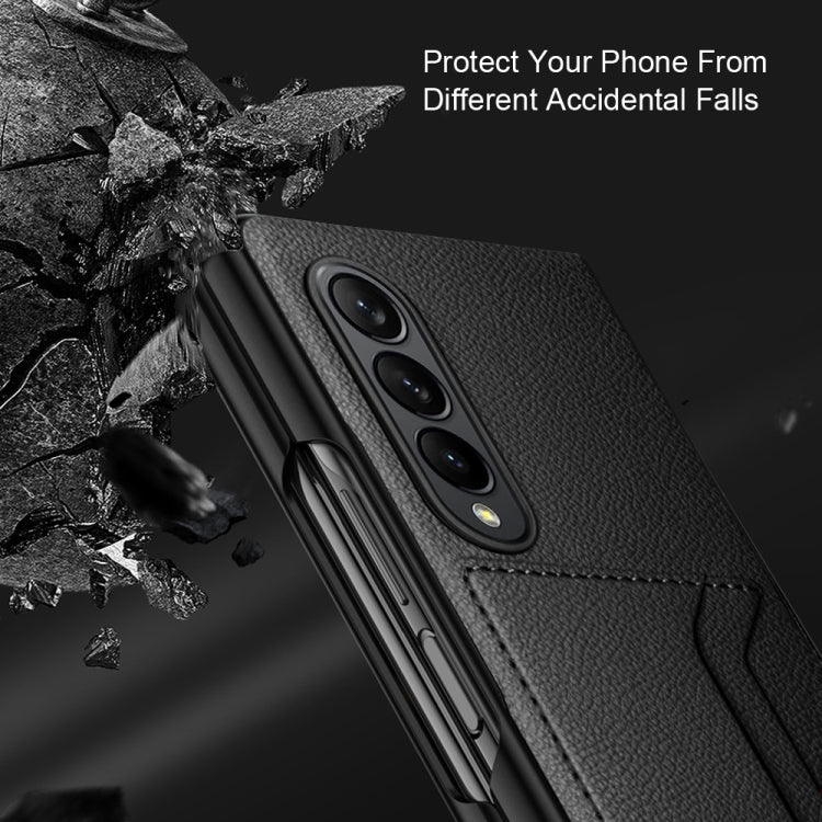 For Samsung Galaxy Z Fold4 5G GKK Litchi Texture Card Slot Phone Case(Green) - Galaxy Z Fold4 5G Cases by GKK | Online Shopping UK | buy2fix