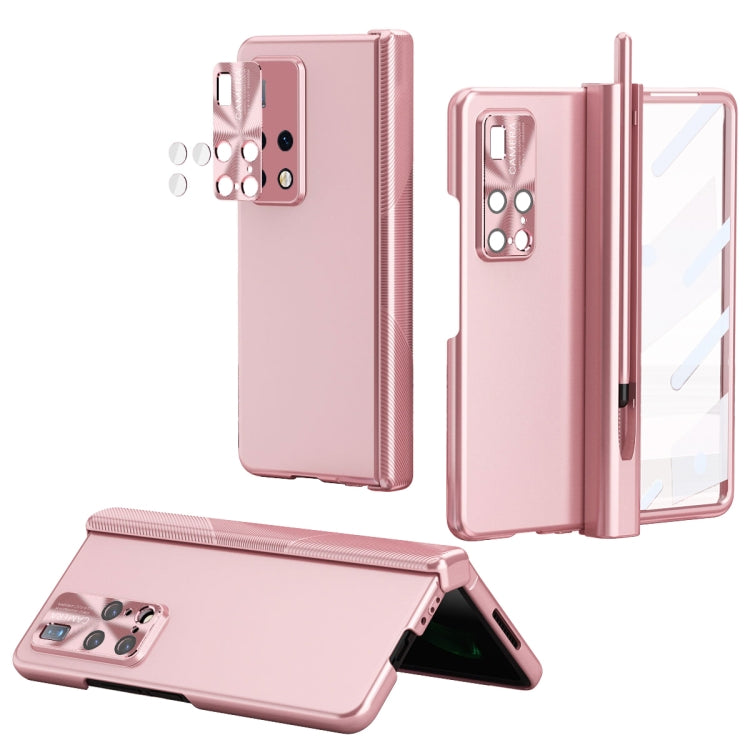 For Huawei Mate X2 Electroplating Hinged Folding Phone Case with S Pen Fold Edtion(Pink) - Huawei Cases by buy2fix | Online Shopping UK | buy2fix