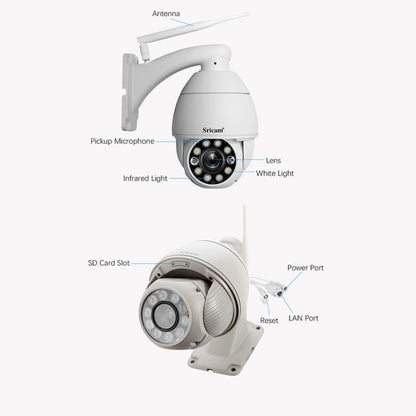 Sricam SP008C 5MP 10X Zoom IP66 Waterproof CCTV WiFi IP Camera Monitor, Plug Type:UK Plug(White) - Security by Sricam | Online Shopping UK | buy2fix