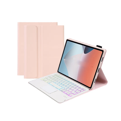 OP12-AS Lambskin Texture Ultra-thin Bluetooth Keyboard Leather Case with Touchpad & Backlight For OPPO Pad Air 10.4 inch(Pink) - Others Keyboard by buy2fix | Online Shopping UK | buy2fix