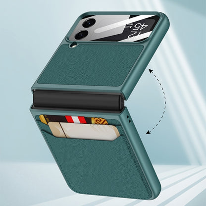 For Samsung Galaxy Z Flip4 GKK Ultra-thin Leather Phone Case with Card Slots(Dark Green) - Galaxy Z Flip4 5G Cases by GKK | Online Shopping UK | buy2fix