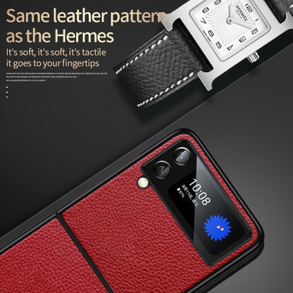 For Samsung Galaxy Z Flip4 SULADA Shockproof TPU + Handmade Leather Phone Case(Red) - Galaxy Z Flip4 5G Cases by SULADA | Online Shopping UK | buy2fix