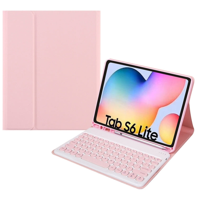 Round Cap Bluetooth Keyboard Leather Case with Pen Slot, without Touchpad For Samsung Galaxy Tab A7 10.4 2020(Pink+Pink Keyboard) - Samsung Keyboard by buy2fix | Online Shopping UK | buy2fix