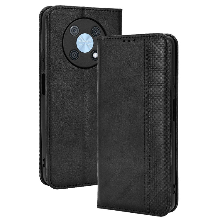 For Huawei nova Y90 Magnetic Buckle Retro Texture Leather Phone Case(Black) - Mobile Accessories by buy2fix | Online Shopping UK | buy2fix