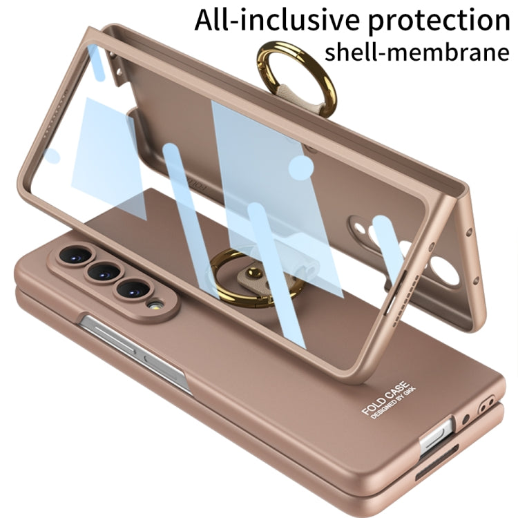 For Samsung Galaxy Z Fold4 GKK Ultra-thin PC Full Coverage Phone Case with Ring Holder(Gold) - Galaxy Z Fold4 5G Cases by GKK | Online Shopping UK | buy2fix