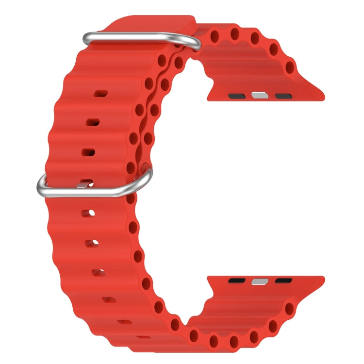 Ocean Silicone Watch Band For Apple Watch Ultra 49mm / Series 8&7 45mm / SE 2&6&SE&5&4 44mm (Red) - Watch Bands by buy2fix | Online Shopping UK | buy2fix