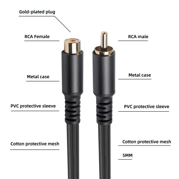 3709MF RCA Male to Female Audio & Video Extension Cable, Length:1.8m - RCA Cable by buy2fix | Online Shopping UK | buy2fix