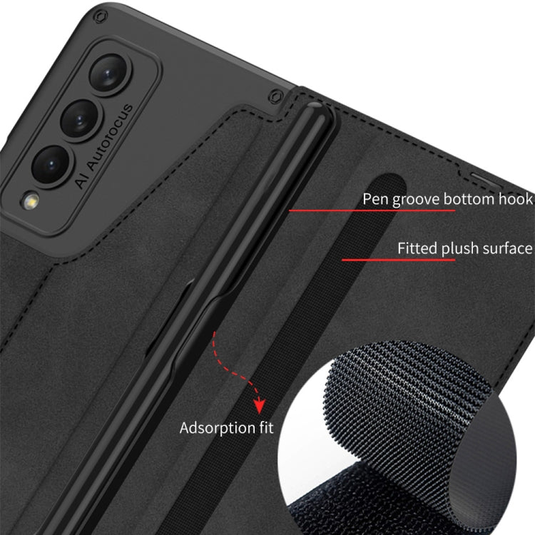 For Samsung Galaxy Z Fold4 GKK Armor Flip Leather Phone Case with Pen Slots(Carbon Fiber Texture) - Galaxy Z Fold4 5G Cases by GKK | Online Shopping UK | buy2fix