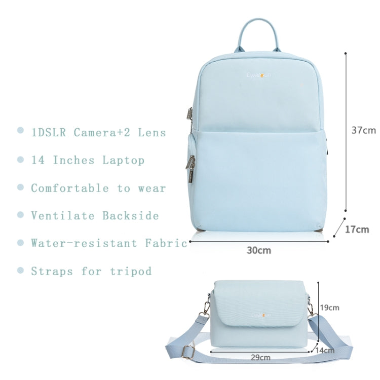 Cwatcun D75 Camera Backpacks Large Shockproof Cameras Lens Bags, Size:37 x 30 x 17cm(Blue) - Backpack by Cwatcun | Online Shopping UK | buy2fix