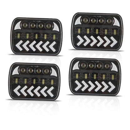 1 Pair 7 inch Square Fishbone Running Water Turn Signal Light - In Car by buy2fix | Online Shopping UK | buy2fix