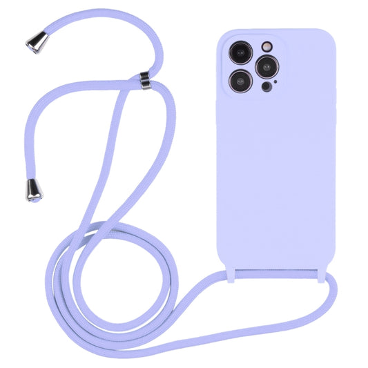 For iPhone 14 Pro Max Crossbody Lanyard Liquid Silicone Case(Light Purple) - iPhone 14 Pro Max Cases by buy2fix | Online Shopping UK | buy2fix