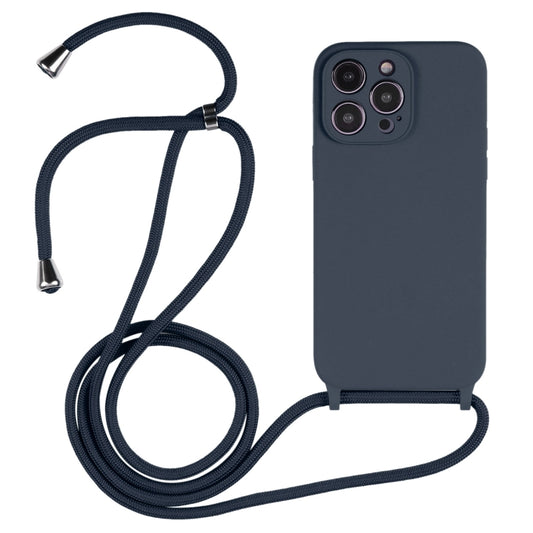 For iPhone 14 Pro Max Crossbody Lanyard Liquid Silicone Case(Midnight Blue) - iPhone 14 Pro Max Cases by buy2fix | Online Shopping UK | buy2fix