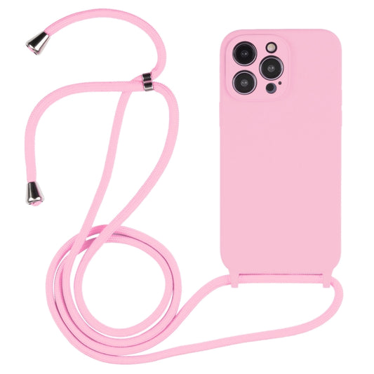 For iPhone 14 Pro Max Crossbody Lanyard Liquid Silicone Case(Pink) - iPhone 14 Pro Max Cases by buy2fix | Online Shopping UK | buy2fix