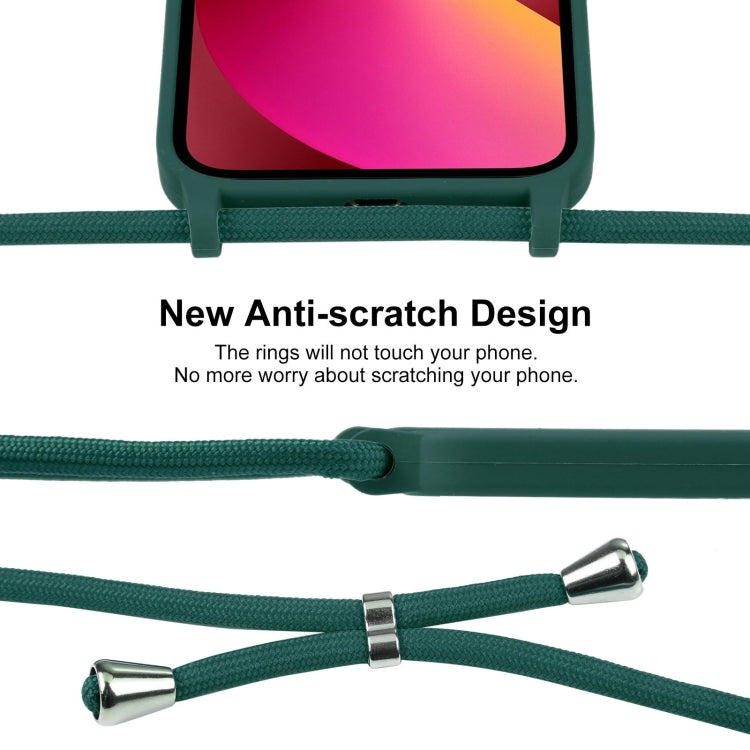 For iPhone 13 Crossbody Lanyard Liquid Silicone Case(Pine Needle Green) - iPhone 13 Cases by buy2fix | Online Shopping UK | buy2fix