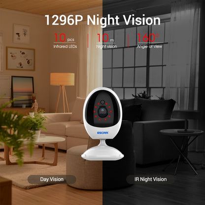 ESCAM QF006 3MP 1296P HD Indoor Wireless PTZ IP Camera IR Night Vision AI Humanoid Detection Home Security CCTV Monitor, Plug Type:EU Plug(White) - Security by ESCAM | Online Shopping UK | buy2fix