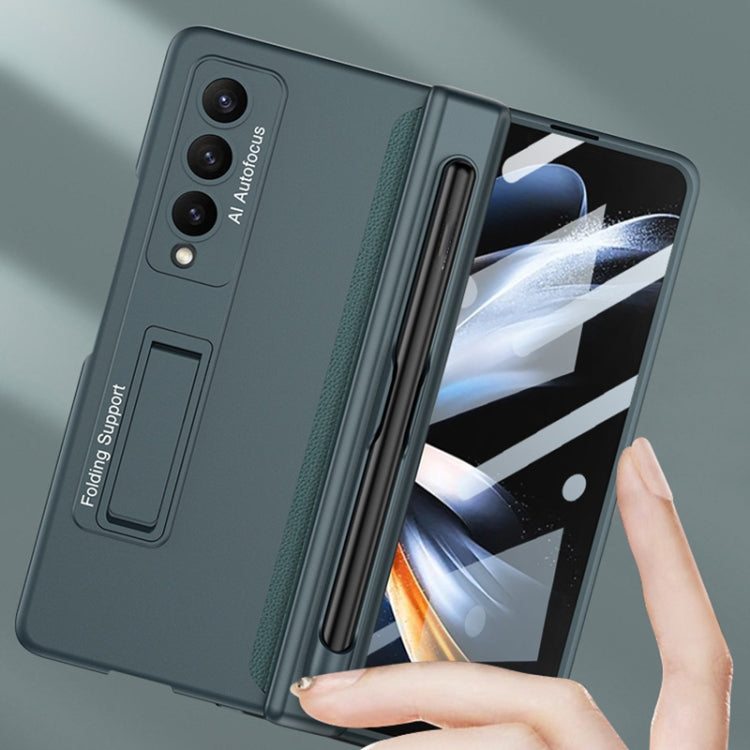 For Samsung Galaxy Z Fold4 GKK Magnetic Hinge Flip Phone Case with Holder & Pen Slot(Night Green) - Galaxy Z Fold4 5G Cases by GKK | Online Shopping UK | buy2fix