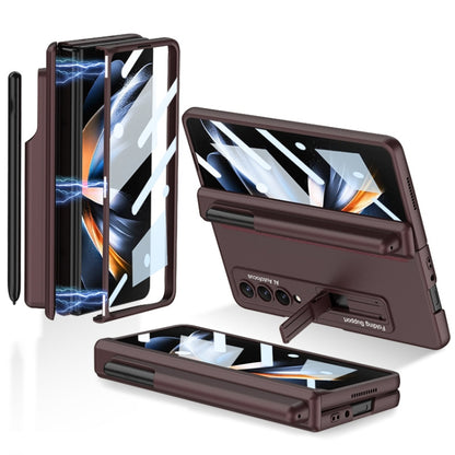 For Samsung Galaxy Z Fold4 GKK Magnetic Hinge Flip Phone Case with Pen Holder & Holder(Wine Red) - Galaxy Z Fold4 5G Cases by GKK | Online Shopping UK | buy2fix