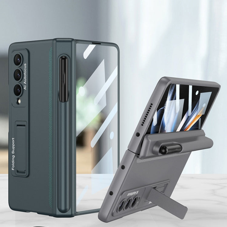 For Samsung Galaxy Z Fold4 GKK Magnetic Hinge Flip Phone Case with Pen Holder & Holder(Grey) - Galaxy Z Fold4 5G Cases by GKK | Online Shopping UK | buy2fix