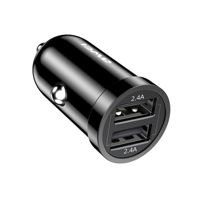 awei C-826 Mini Dual USB 2.4A Car Charger(Black) - In Car by awei | Online Shopping UK | buy2fix