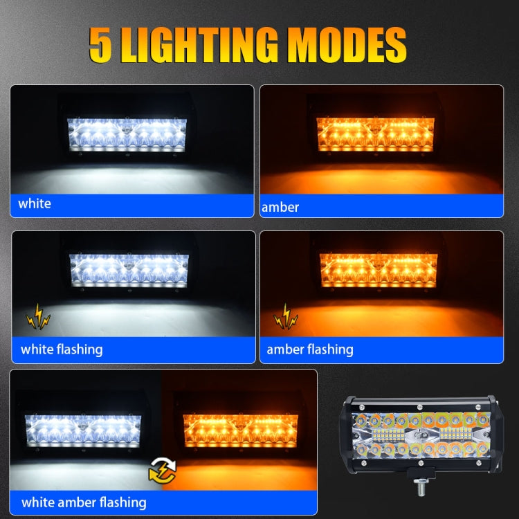 7 inch 15W 3 Row Car LED Strip Light Working Refit Off-road Vehicle Lamp Roof Strip Light with Yellow White Flash - In Car by buy2fix | Online Shopping UK | buy2fix
