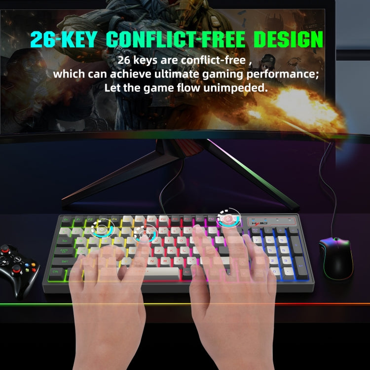 HXSJ V600 96-key RGB Backlit Dual-color Injection-molded Wired Gaming Keyboard - Wired Keyboard by HXSJ | Online Shopping UK | buy2fix