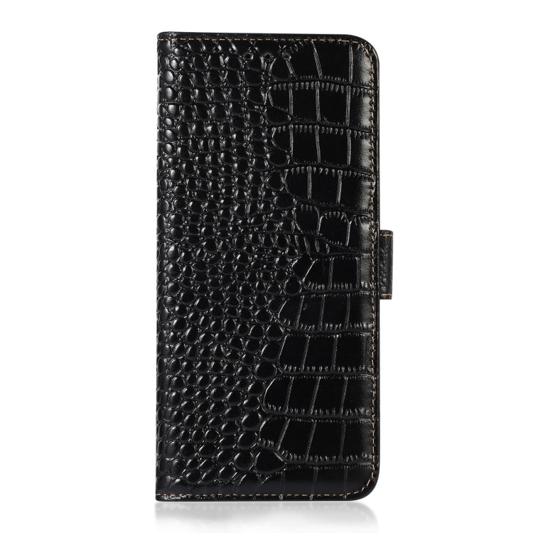 For Honor X8 5G Crocodile Top Layer Cowhide Leather Phone Case(Black) - Honor Cases by buy2fix | Online Shopping UK | buy2fix