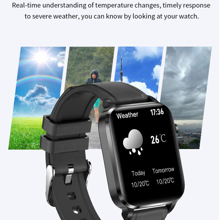 F100 1.7 inch HD Square Screen TPU Strap Smart Watch Supports Body Temperature Monitoring/Blood Oxygen Monitoring(Black) - Smart Wear by buy2fix | Online Shopping UK | buy2fix